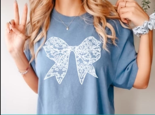 Bow faux white lace