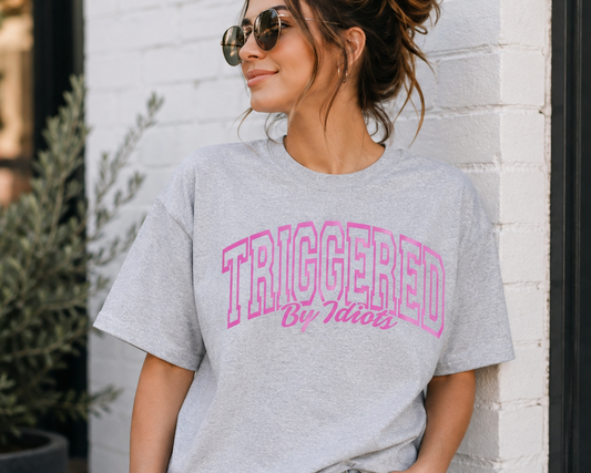 Triggered By Idiots graphic T-Shirt/Everyday wear/Casual Top/Womenswear/Sassy Tee/Sarcastic shirt