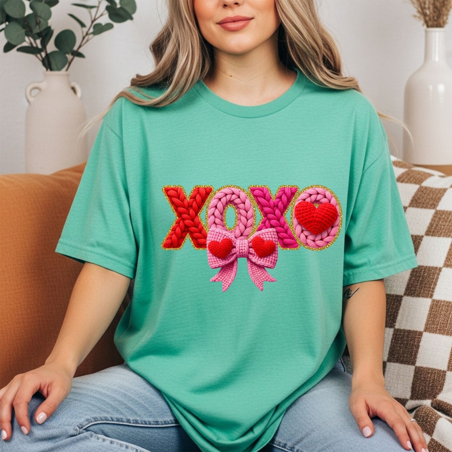 XOXO faux yarn Valentine's Day Graphic Design