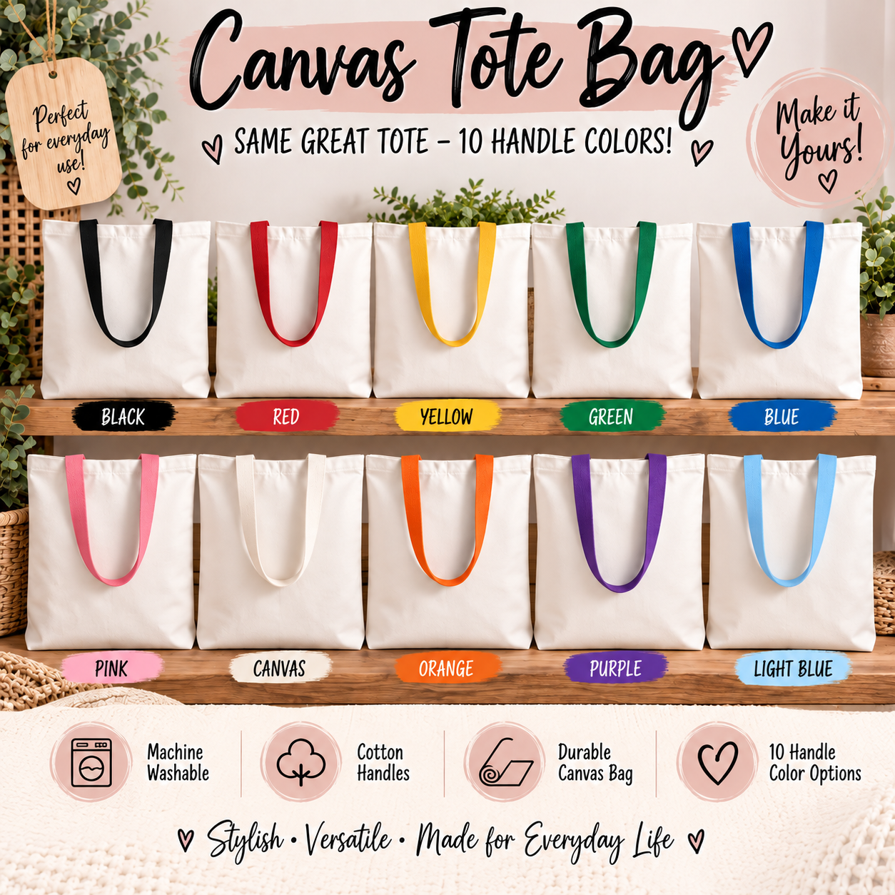 Tote Bags-Custom Reusable Everyday Bag