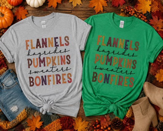 Flannels/Hayrides/Pumpkins/Sweater/Bonfires, Cozy Season- Transfer Design