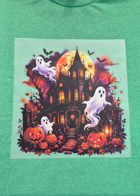 Haunted Fall House with Ghosts- Transfer Design