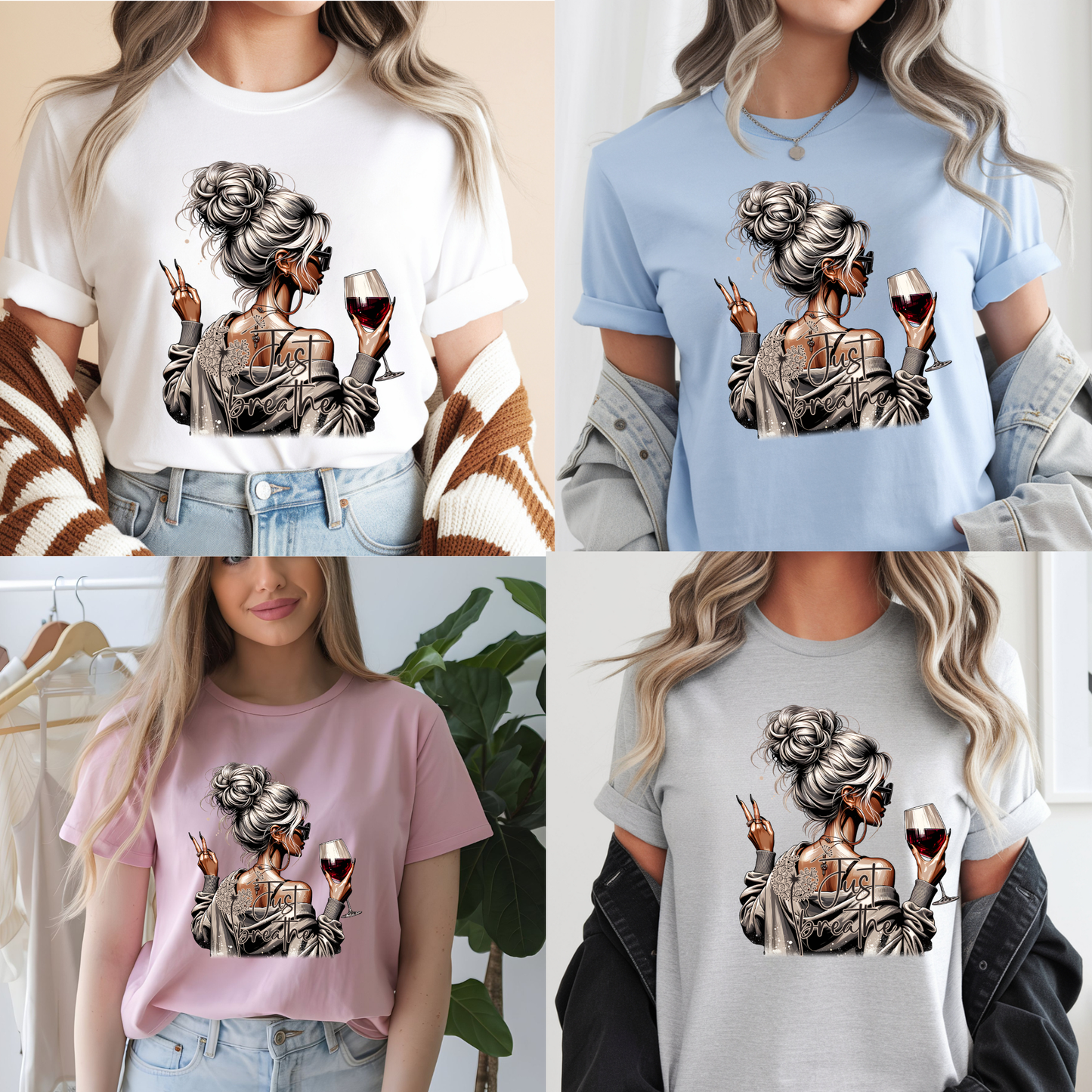 Just Breathe Graphic Design T-Shirt