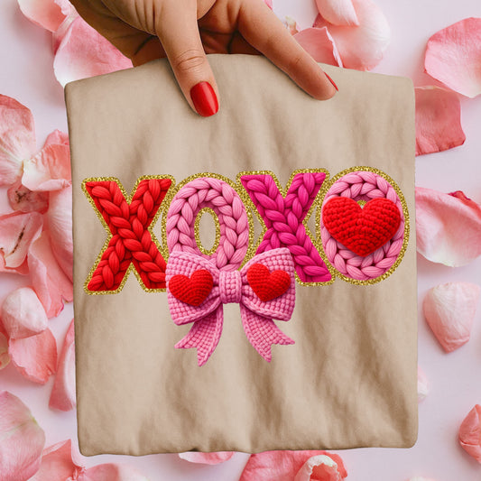 XOXO faux yarn Valentine's Day Graphic Design