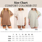 Size chart for Comfort Colors clothing with models wearing different sizes.
