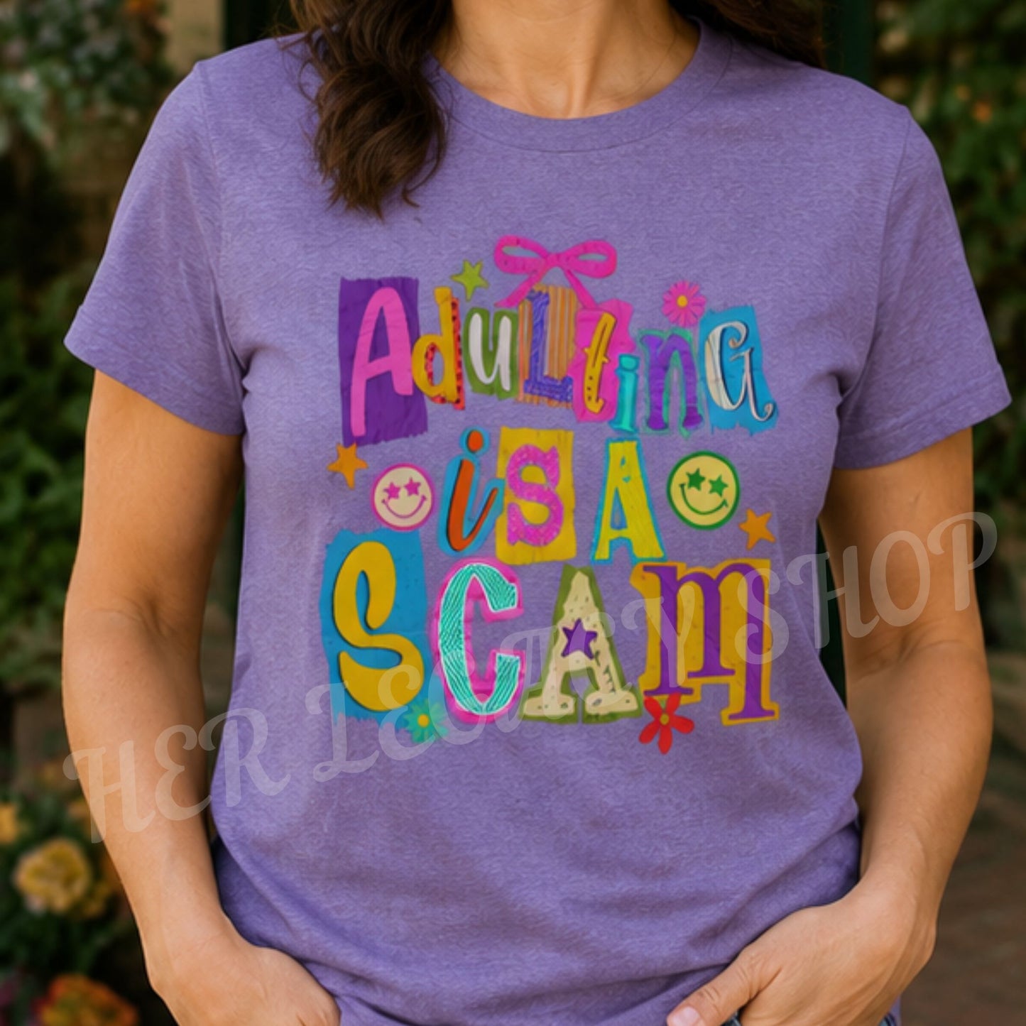 Adulting is a Scam-Graphic Design everyday funny sarcastic t-shirt/Casual Top/Unisex Fit/Comfy & Cozy sassy shirt