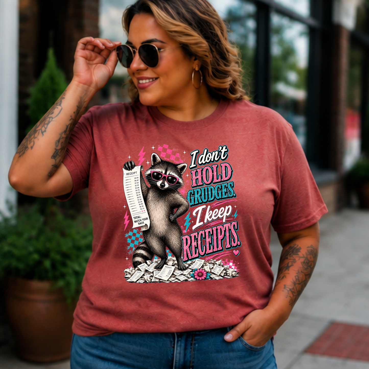 I don't grudges, I keep Receipts-Graphic Design everyday funny sarcastic t-shirt/Casual Top/Unisex Fit/Comfy & Cozy Sassy Shirt/Womenswear