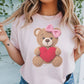 Teddy Bear holding a heart -faux yarn sublimation design