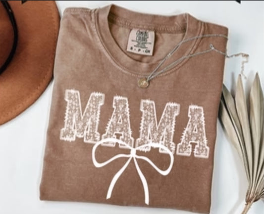 MAMA  faux white lace with bow