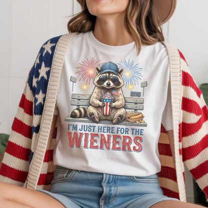 I'm Just Here For The Wieners-Patriotic Raccoon-Sublimation Vintage Style Tee