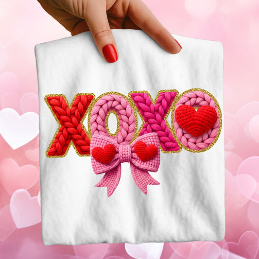 XOXO faux yarn Valentine's Day Graphic Design