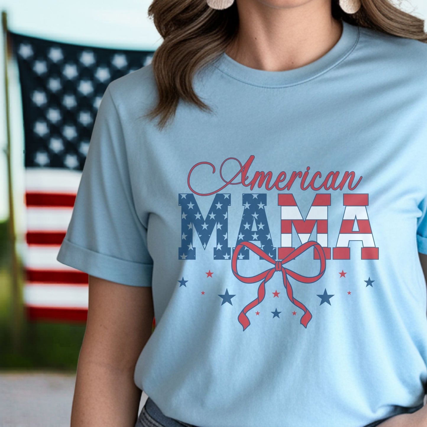 American Mama-Vintage Style Patriotic Sublimation Holiday Tee
