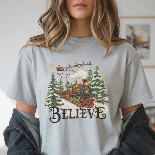 Christmas Train-Believe- Sublimation Design