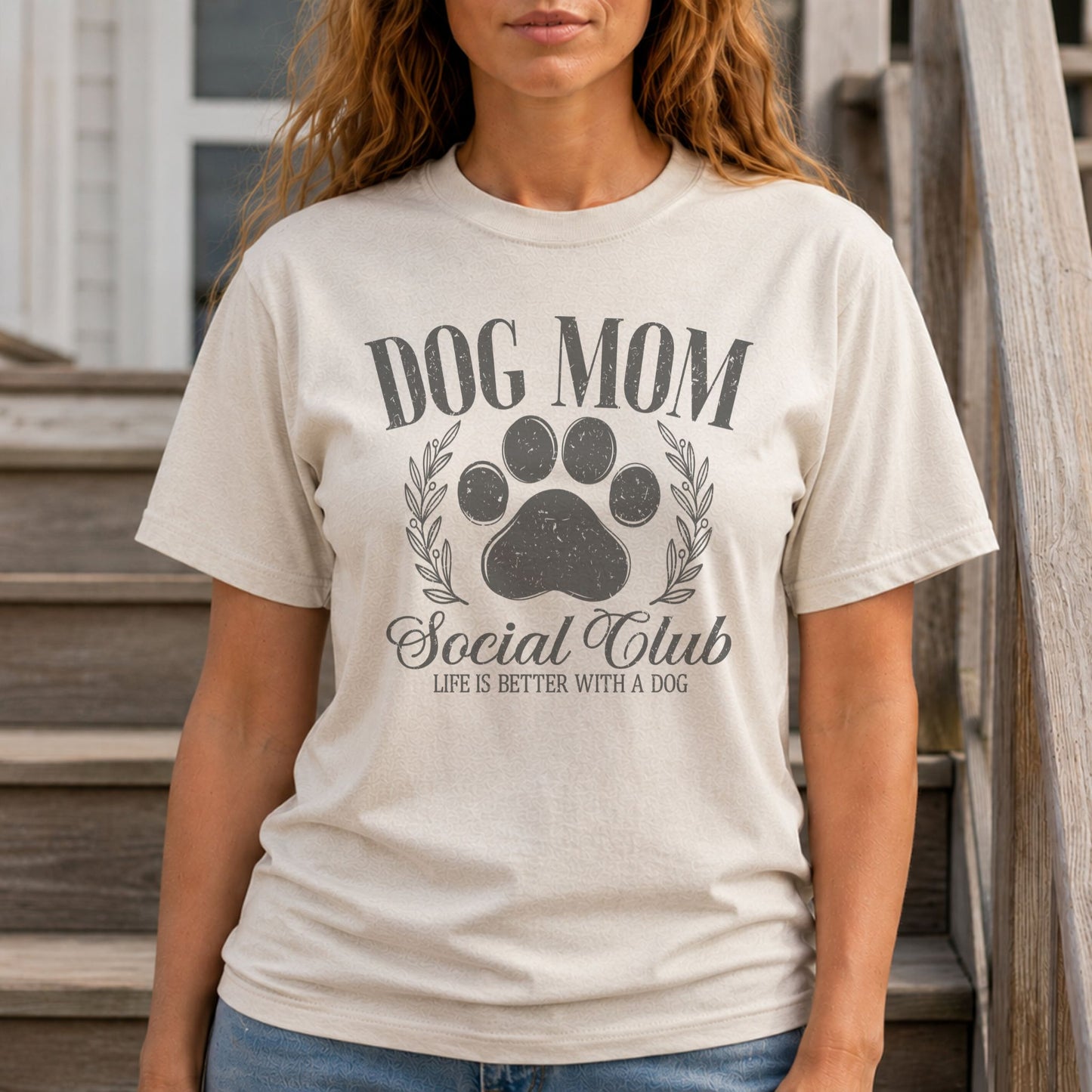 DOG MOM SOCIAL CLUB Vintage Sublimation Style Design/Fur Mom T-Shirt/Fun Dog Momma Tees