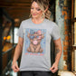 All American Girl Cow-Vintage Style-Sublimation Patriotic Holiday Tee