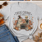 True Crime & Chill Vintage Sublimation Style Design, Ghosts/Skeleton/Halloween Tee/Fall Womenswear Top
