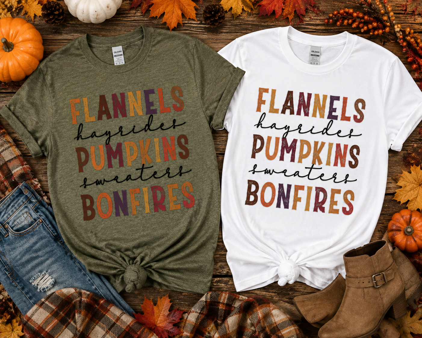Flannels/Hayrides/Pumpkins/Sweater/Bonfires, Cozy Season, Graphic Tees/Cute Pumpkin Shirt/Everyday Comfy & Cozy Tops