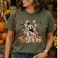 Cute Fall Ghost-Graphic Style Design-Ghost with black cat and pumpkins comfy& soft unisex shirt/everyday wear
