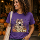 Cute Fall Ghost-Graphic Style Design-Ghost with black cat and pumpkins comfy& soft unisex shirt/everyday wear