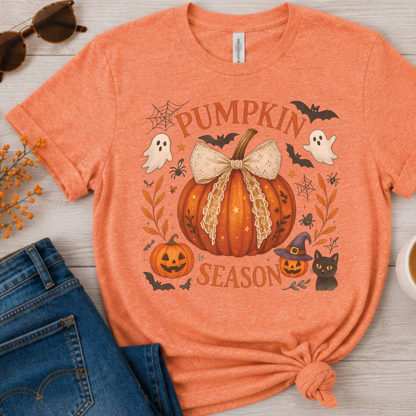 Pumpkin Season- Vintage Sublimation Style Design/Halloween T-Shirts/Fall Tees