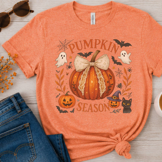 Pumpkin Season- Vintage Sublimation Style Design/Halloween T-Shirts/Fall Tees