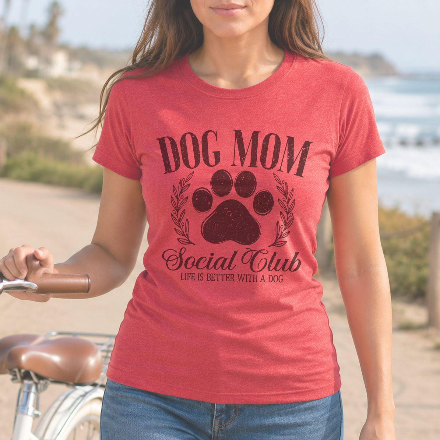 DOG MOM SOCIAL CLUB Vintage Sublimation Style Design/Fur Mom T-Shirt/Fun Dog Momma Tees