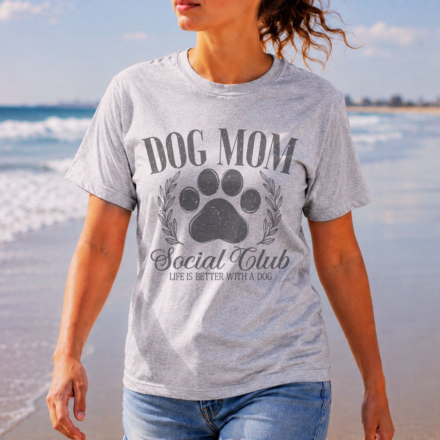 DOG MOM SOCIAL CLUB Vintage Sublimation Style Design/Fur Mom T-Shirt/Fun Dog Momma Tees