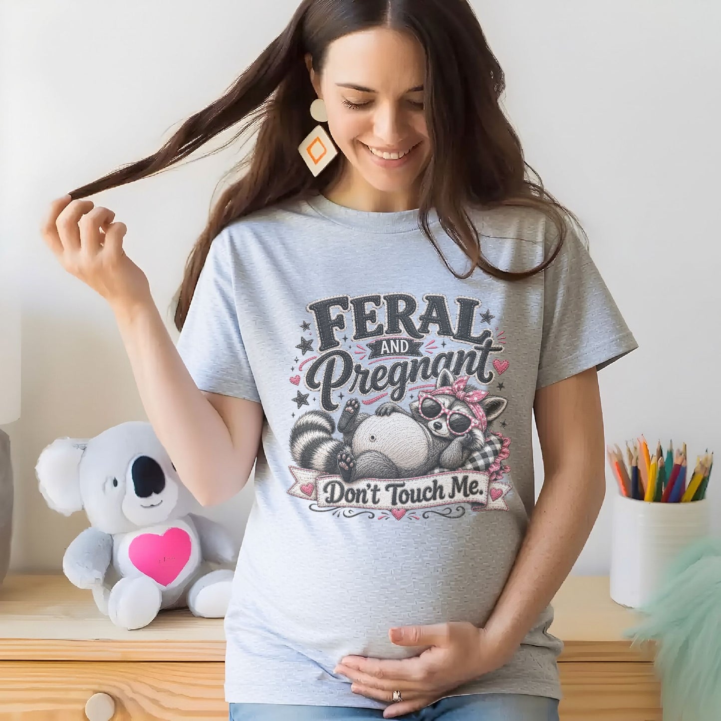 Feral & Pregnant Don't Touch Me-Sublimation Vintage Style Design