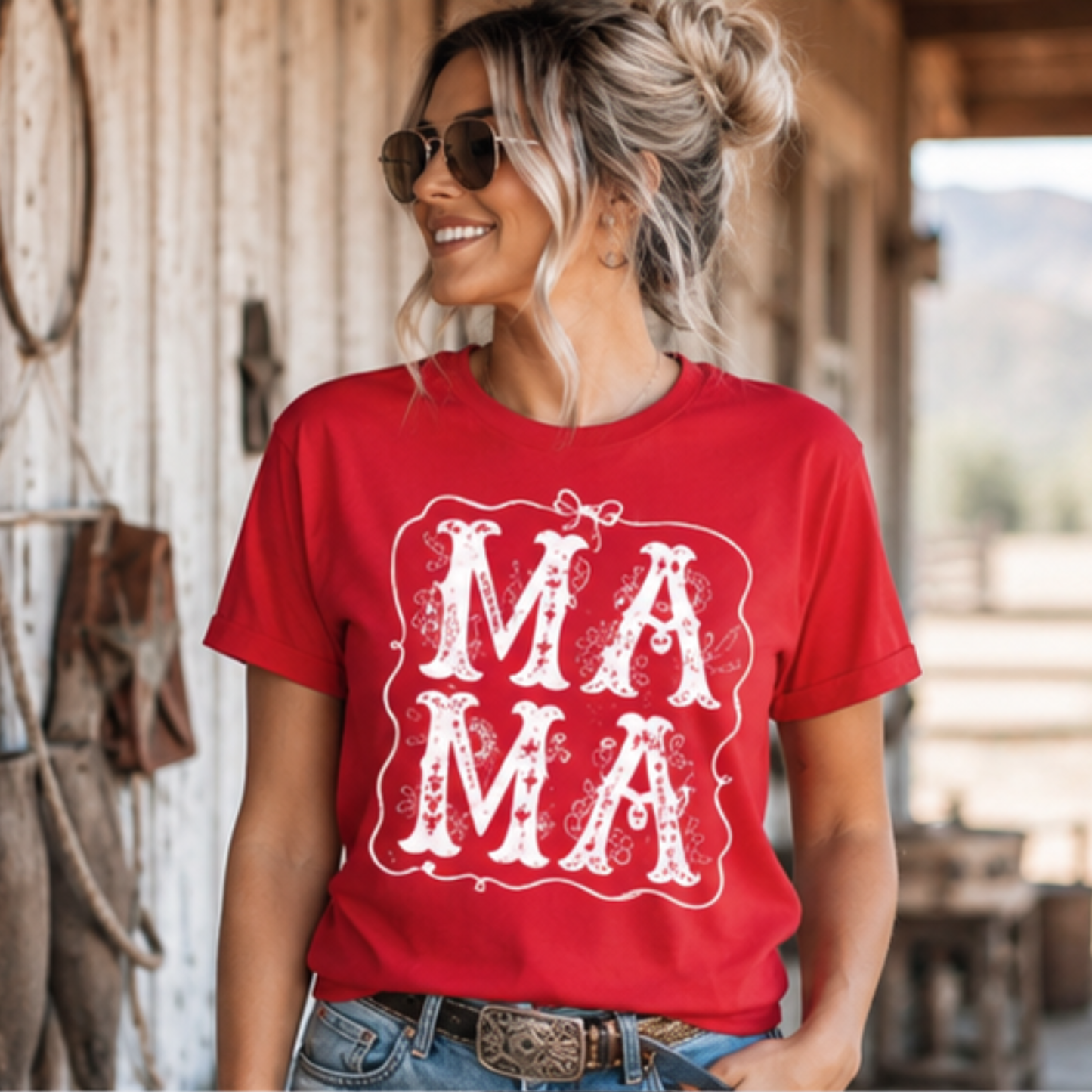 Western MAMA Graphic Tee Design/A Little Country/mom t-shirts/proud mama shirts