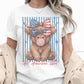 All American Girl Cow-Vintage Style-Sublimation Patriotic Holiday Tee