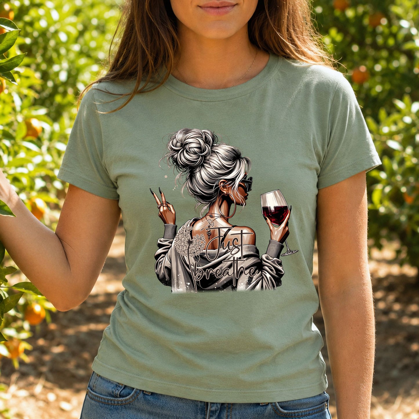 Just Breathe Graphic Design T-Shirt