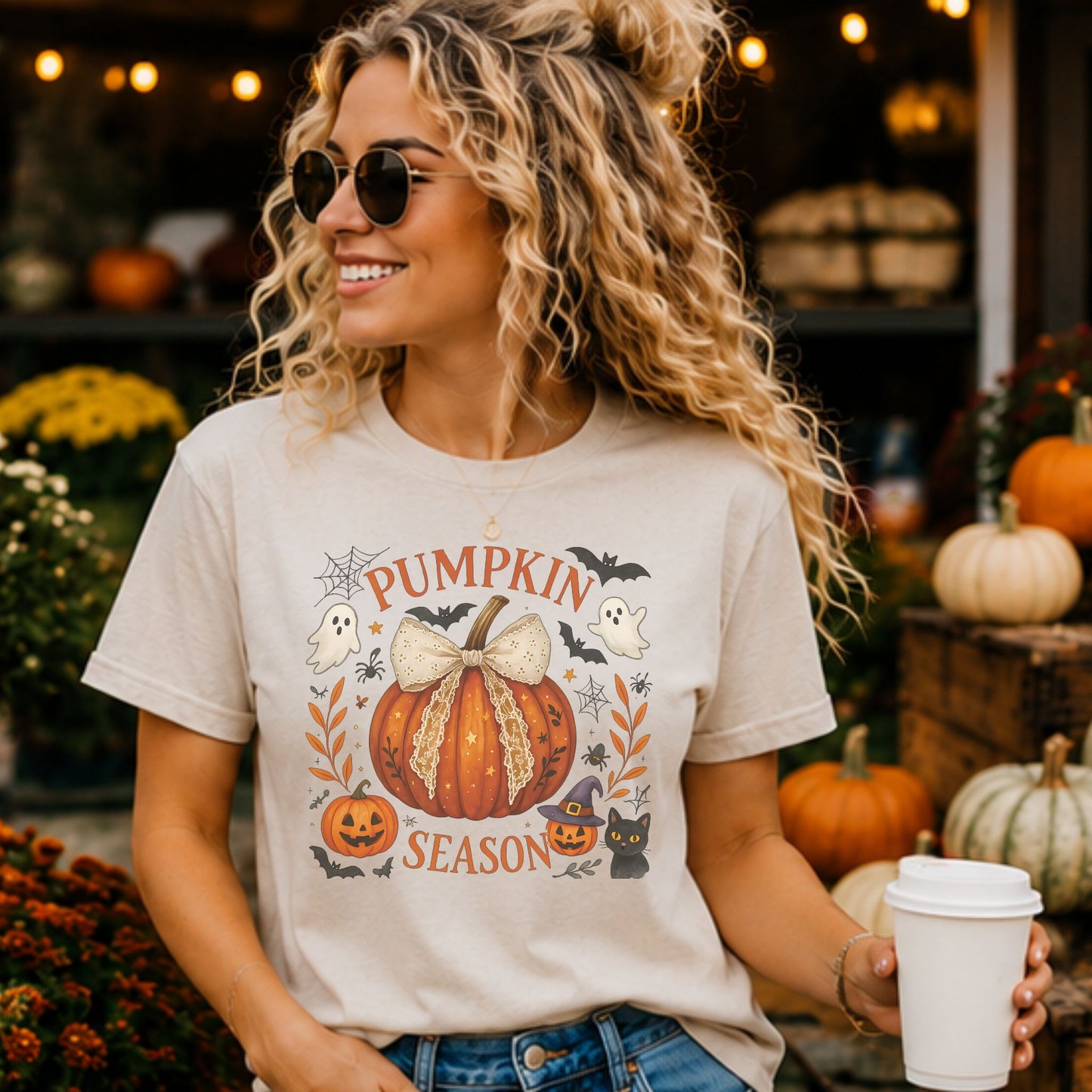 Pumpkin Season- Vintage Sublimation Style Design/Halloween T-Shirts/Fall Tees