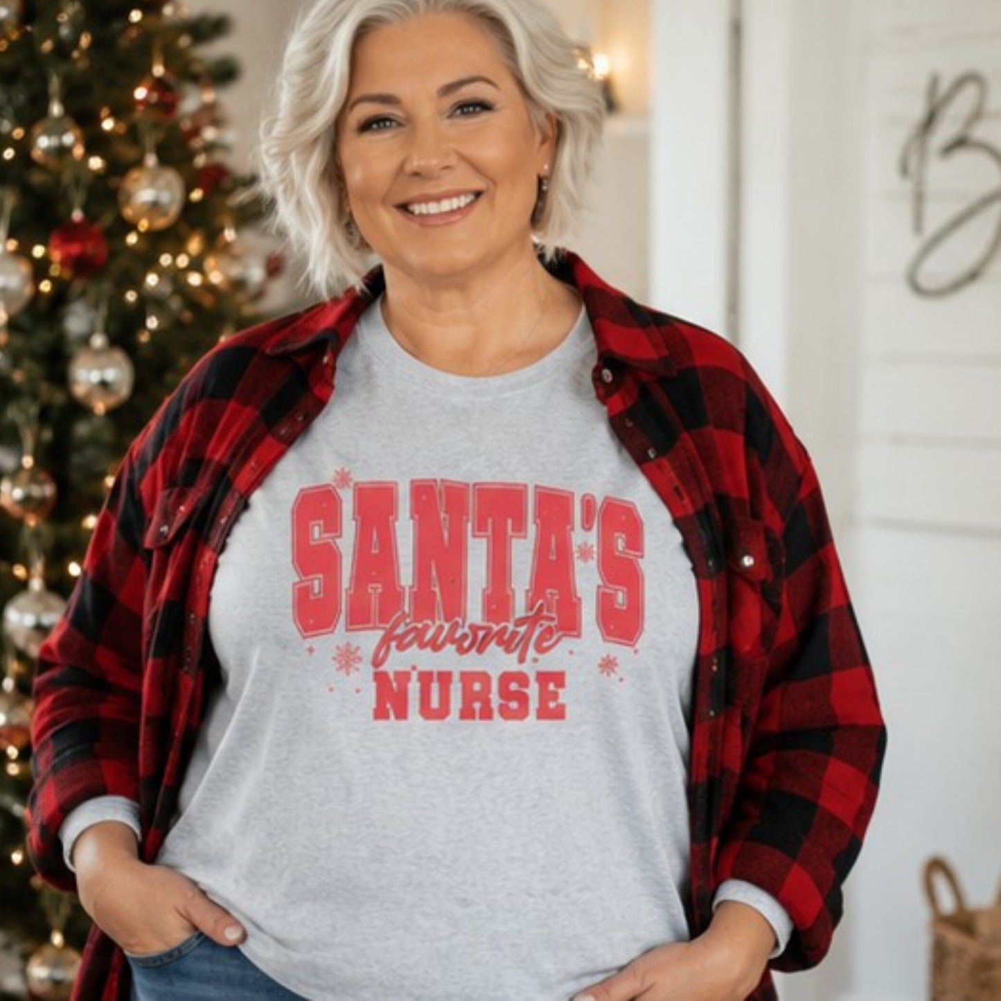 Santa's Favorite Nurse Christmas Design T-Shirt/Holiday Top/Soft Unisex shirt/Womenswear/everyday style/Nurse apparel/Comfy cute Tee
