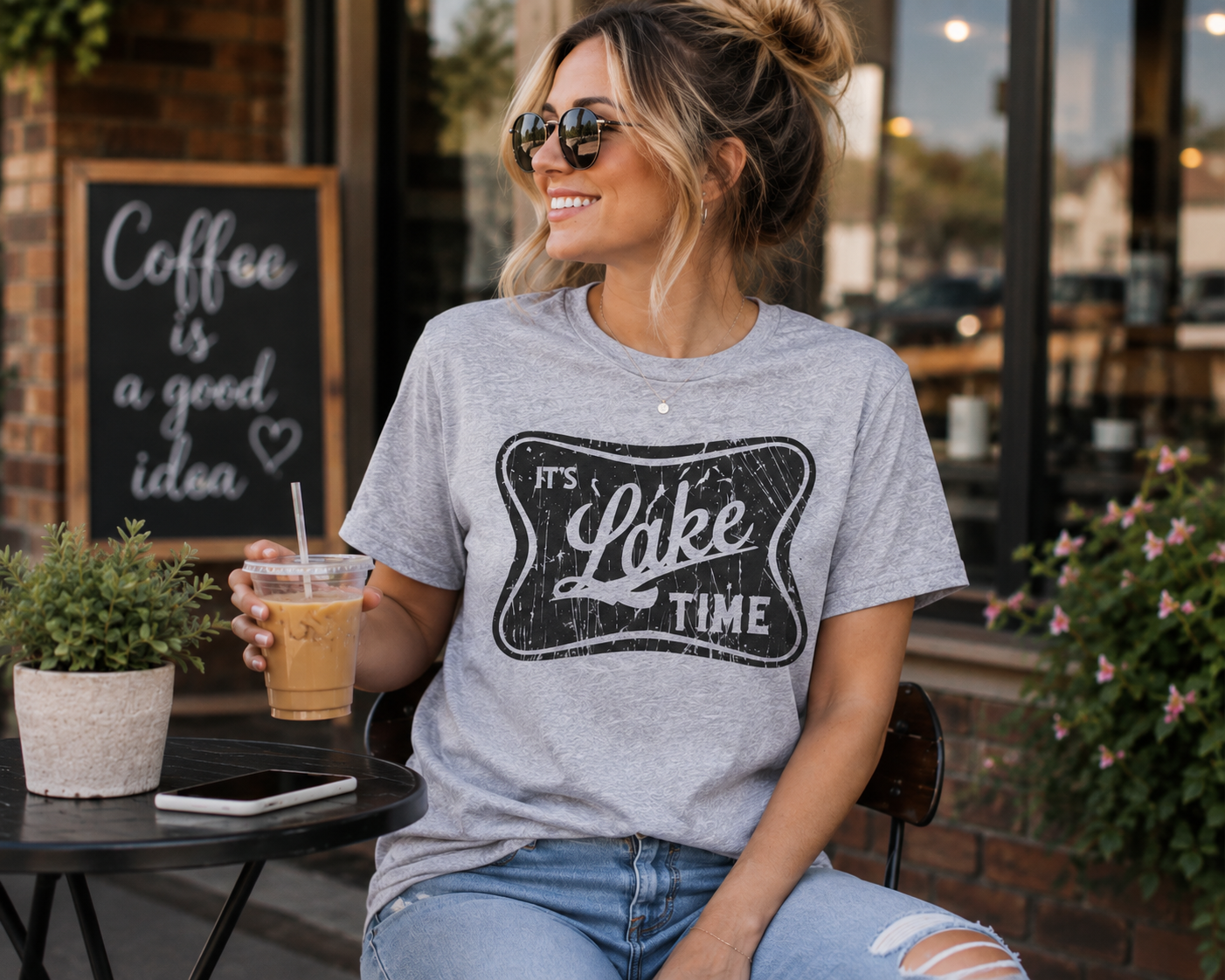 It's Lake Time Unisex Graphic Design T-Shirt/Casual Everyday Wear/Outdoors Tee/Summertime Fun