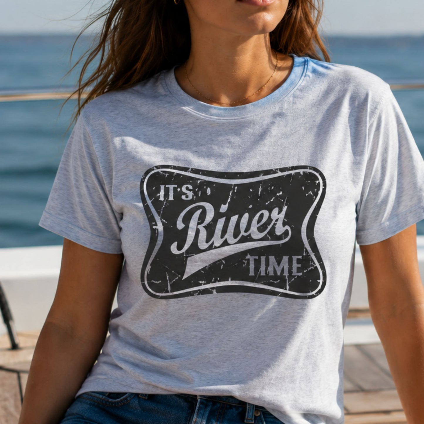 It's River Time-Graphic Design Tee-Summertime-Outdoors-Casual everyday wear/Unisex/Fun T-Shirt/Comfy/Soft Tops