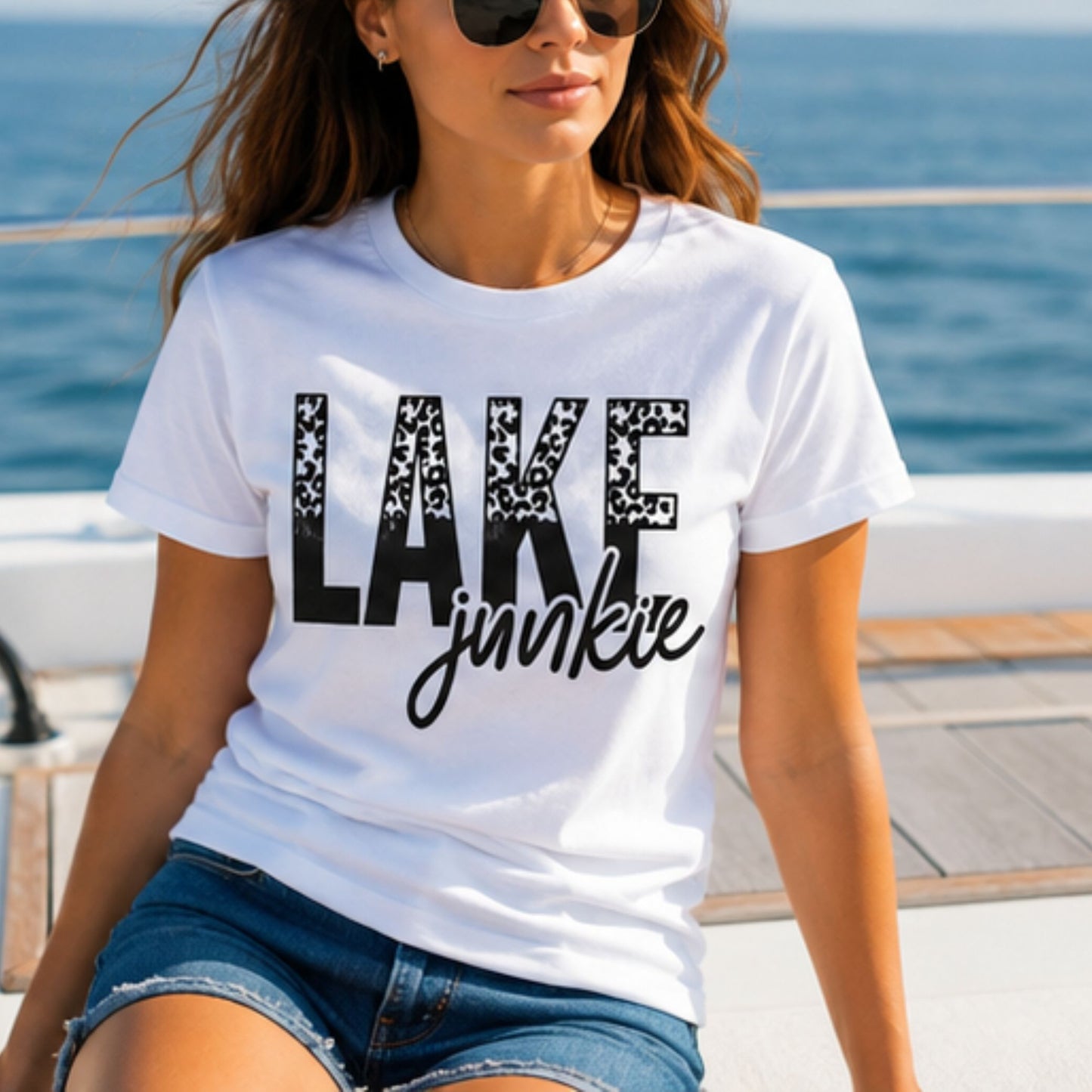 Lake Junkie Unisex Graphic Design T-Shirt/Casual Everyday Wear/Outdoors Tee/Summertime comfy Shirt/LakeLife