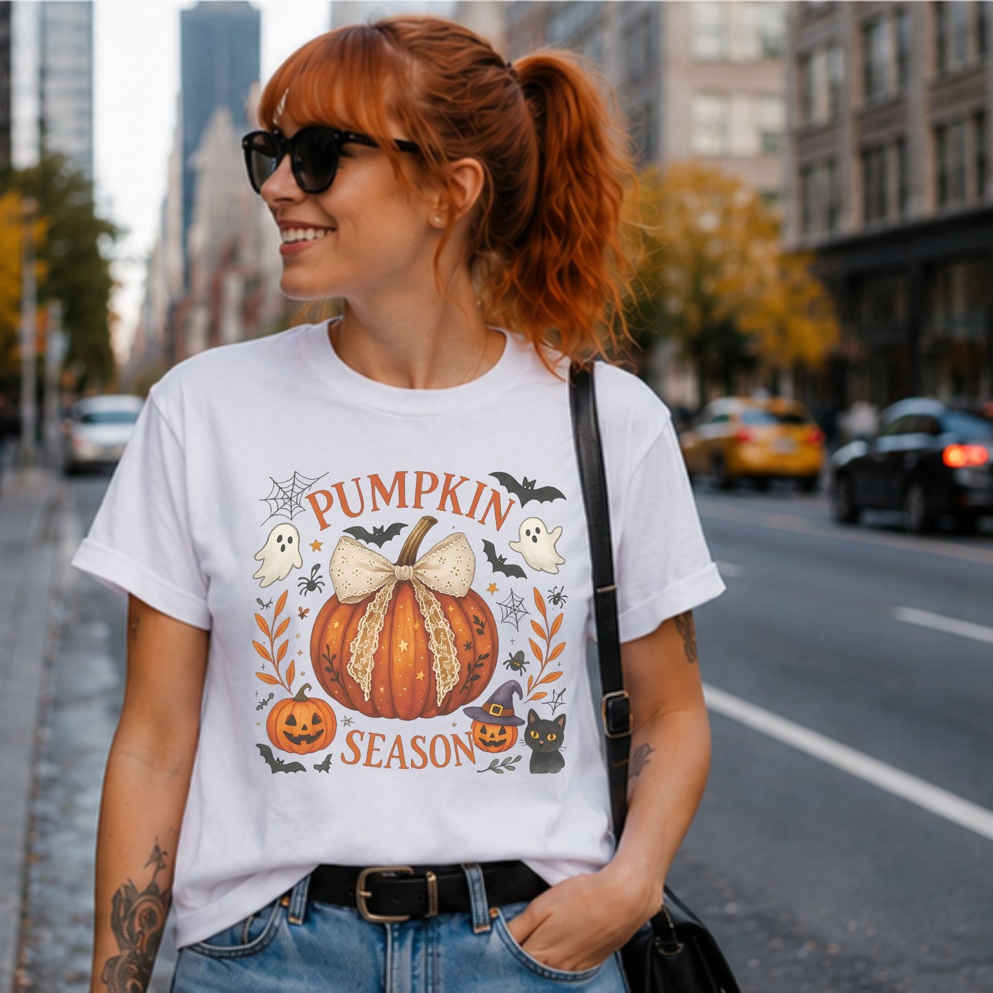 Pumpkin Season- Vintage Sublimation Style Design/Halloween T-Shirts/Fall Tees