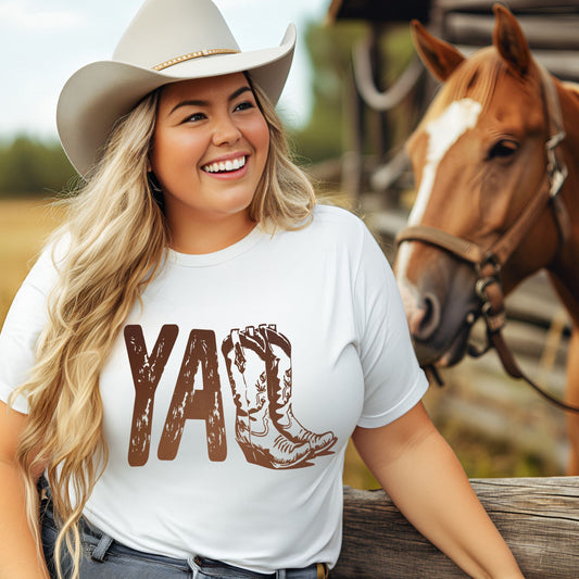 YALL with boots-Graphic Design Comfy T-shirt
